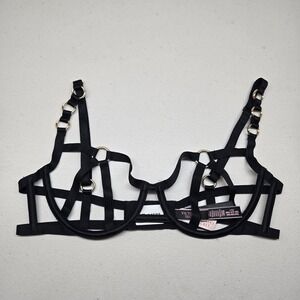Victoria's Secret Women Bra L/G  Black Very Sexy Caged NWT